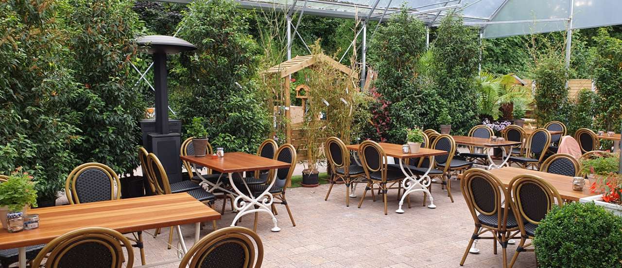 Outdoor seating area for Ardcarne Garden Café