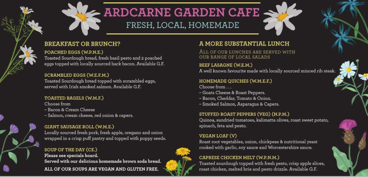 Ardcarne Garden Café Menu Part 1