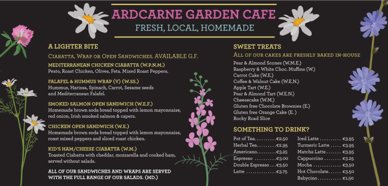 Ardcarne Garden Café Menu Part 2