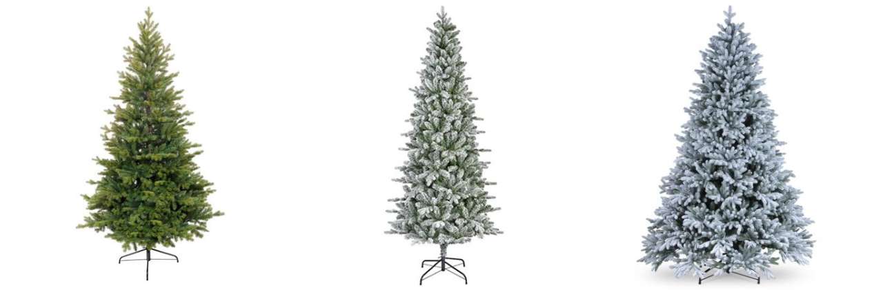 From Left to Right: Green, Frosted and Snowy Christmas Trees - Images courtesy of Kaemingk