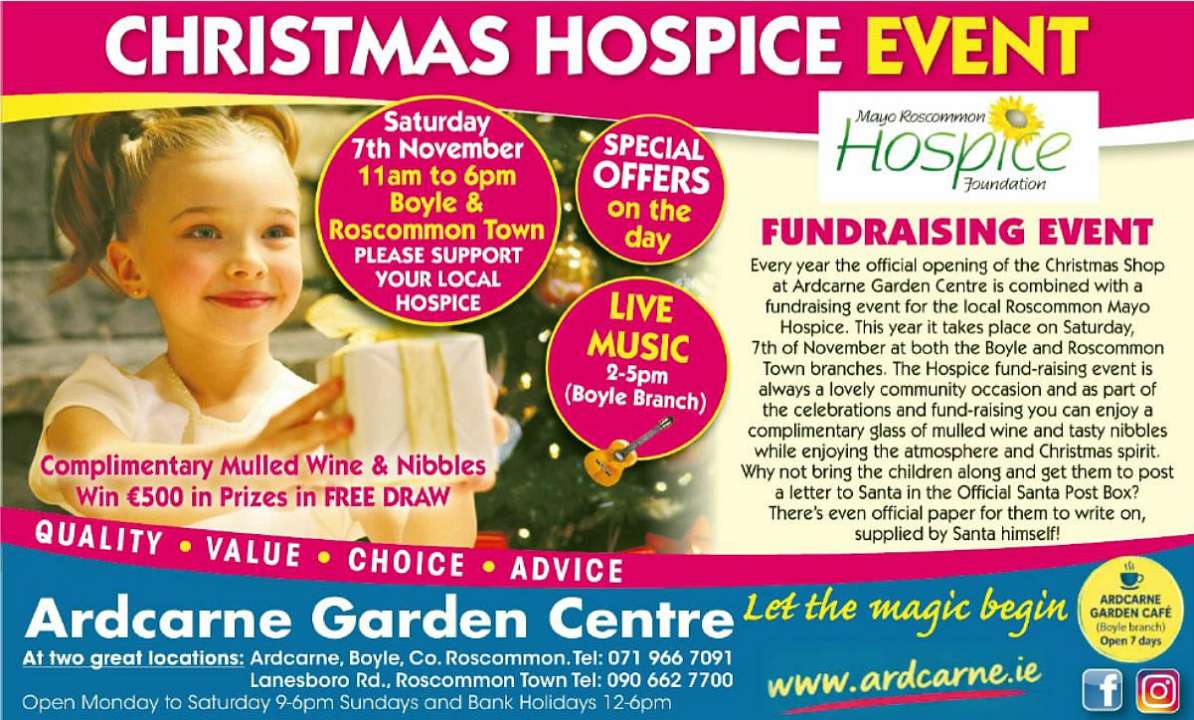 Details of our Mayo-Roscommon Hospice Christmas Fundraiser