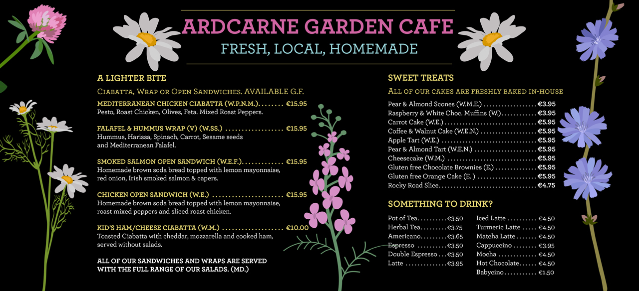Ardcarne Garden Café Menu Part 2