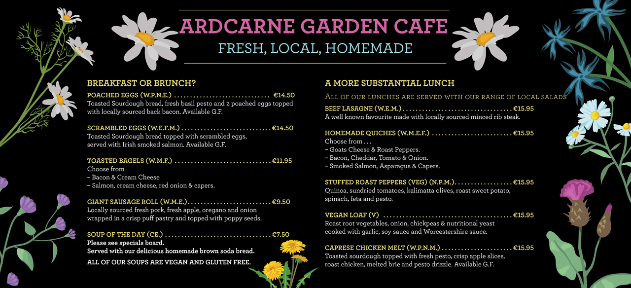 Ardcarne Garden Café Menu Part 1
