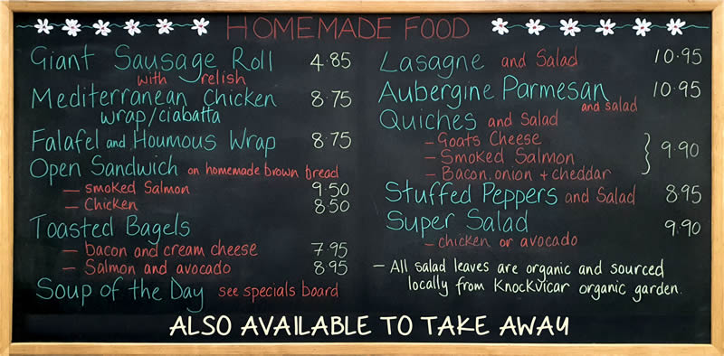 Ardcarne Garden Cafe Menu