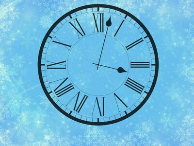 Image of clock on Christmas Background