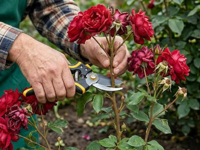 Deadheading roses - Public domain image
