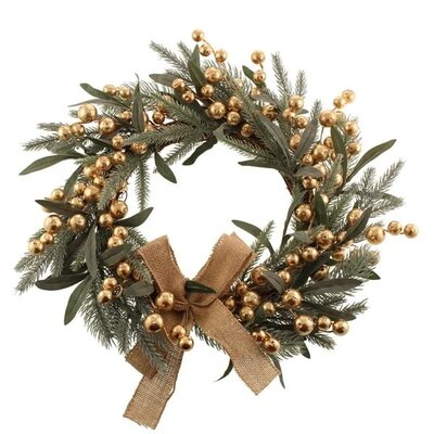 Midas Berry Wreath with Gold Berries Pine (45cm)