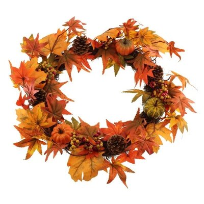 Maple Wreath with Pinecones and Pumpkins (60cm)