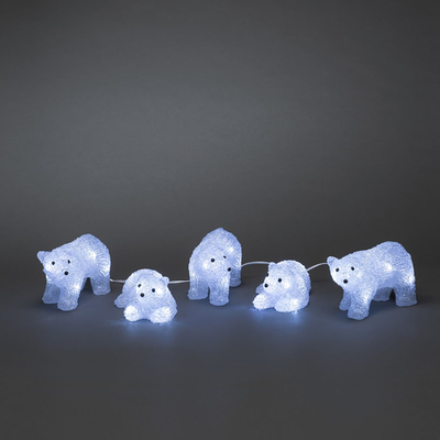 Acrylic Polar Bear 5 Piece Set - Image courtesy of Konstsmide