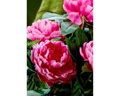 Artificial pink Peony rose in pot - image 2