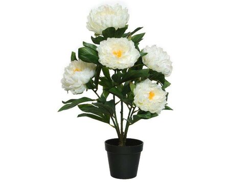 Artificial white Peony rose in pot - image 1