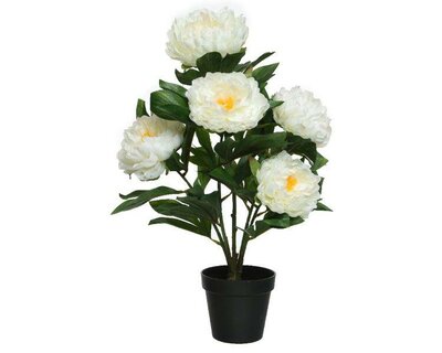 Artificial white Peony rose in pot - image 1