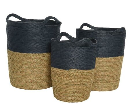Basket paper rope round (blue)