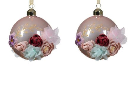 Bauble Glass with Fabric Flowers