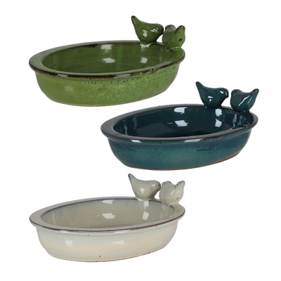 Bird bath ceramic oval ass. -Image courtesy of Esschert Design
