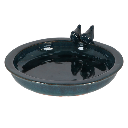 Bird bath ceramic round petrol -Image courtesy of Esschert Design