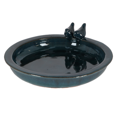 Bird bath ceramic round petrol -Image courtesy of Esschert Design