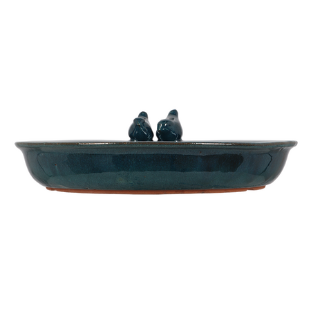 Bird bath ceramic round petrol -Image courtesy of Esschert Design