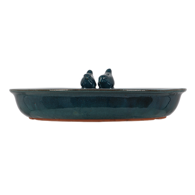 Bird bath ceramic round petrol -Image courtesy of Esschert Design