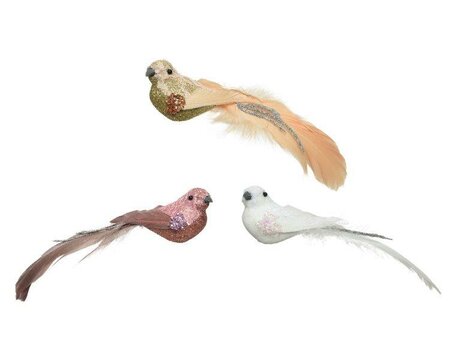 Bird foam with glitter with lace (assorted)