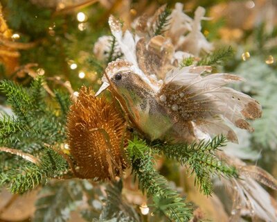 Bird polyester feathers (white; gold) - image 3