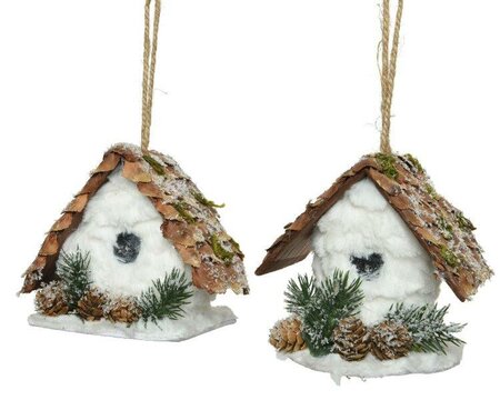 Birdhouse polyester snow pinecone (white)