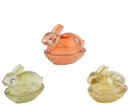 Bunny rabbit glass butter dish - image 1