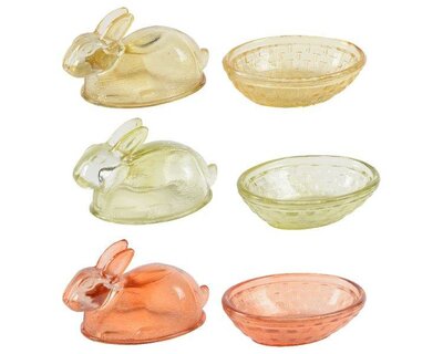 Bunny rabbit glass butter dish - image 2