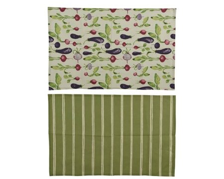 Cotton Tea towel with stripe/ fig & veggies -Image courtesy of Kaemingk