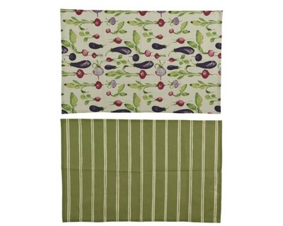 Cotton Tea towel with stripe/ fig & veggies -Image courtesy of Kaemingk