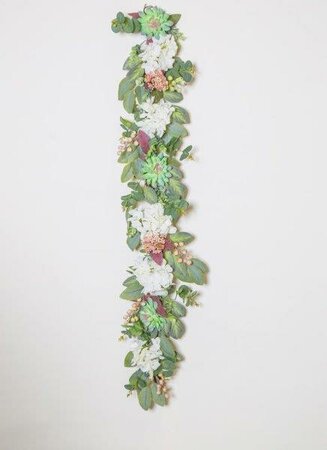 Cream Hydrangea,Succulent &  Berry Garland