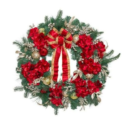 Deluxe Red Hydrangea Wreath -Image courtesy of Elmes