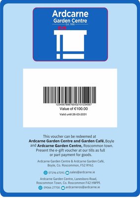 Digital Gift Voucher 'Ardcarne Garden Centre' Full Sample Image