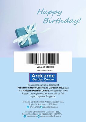 Digital Gift Voucher 'Happy Birthday' - Blue - Sample