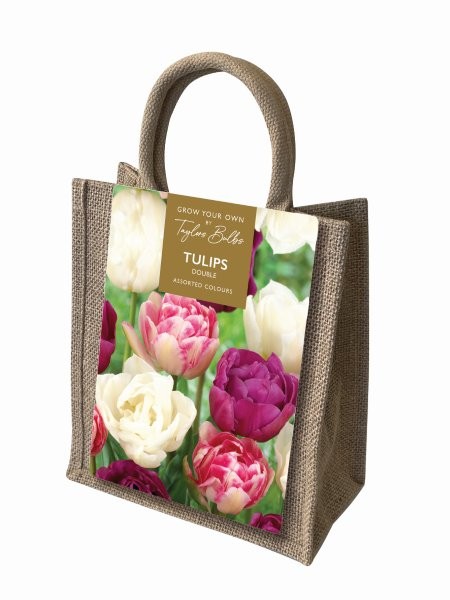 Double Tulip Jute Gift Bag (18 bulbs)