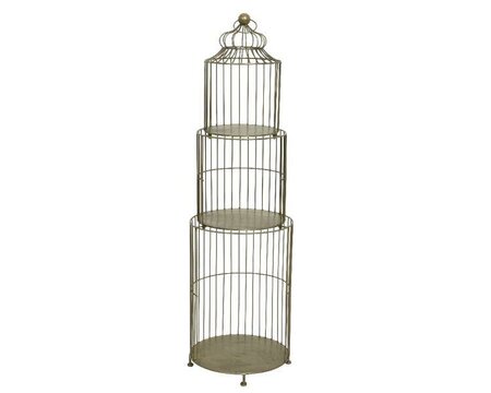 Etagere iron round bird case shape (gold)