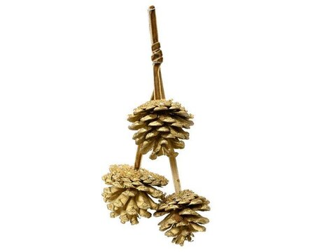 Gold Hanging bunch of pine-cones glitter with  beads