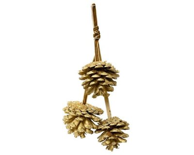 Gold Hanging bunch of pine-cones glitter with  beads