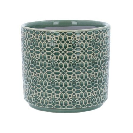 Green Tile Design Stoneware Pot -Image courtesy of Gisela Graham