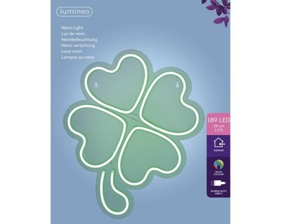 LED neon 4 leaved shamrock sign -Image courtesy of Kaemingk