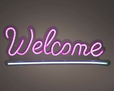 LED neon 'Welcome' Sign -Image courtesy of Kaemingk