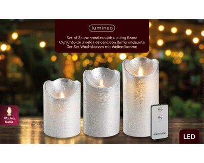 LED waving candle (silver; warm white)