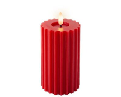 LED wick candle carved wax effect, red - image 3