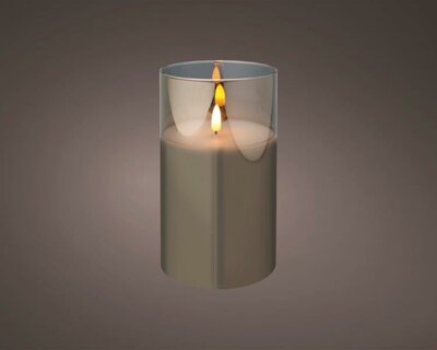 LED wick candle glass (grey)