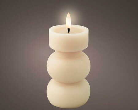 LED wick candle tiered wax vase, cream - image 1
