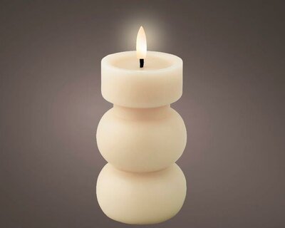 LED wick candle tiered wax vase, cream - image 1
