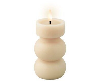 LED wick candle tiered wax vase, cream - image 3