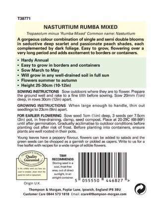 Nasturtium Rumba Mixed Instructions - Image courtesy of T&M