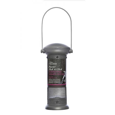Pewter Flick 'n ' Click Sunflower Hearts Feeder