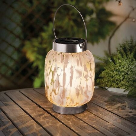 Pink & White Glass Art Solar Lantern -Image courtesy of Smart Garden Products